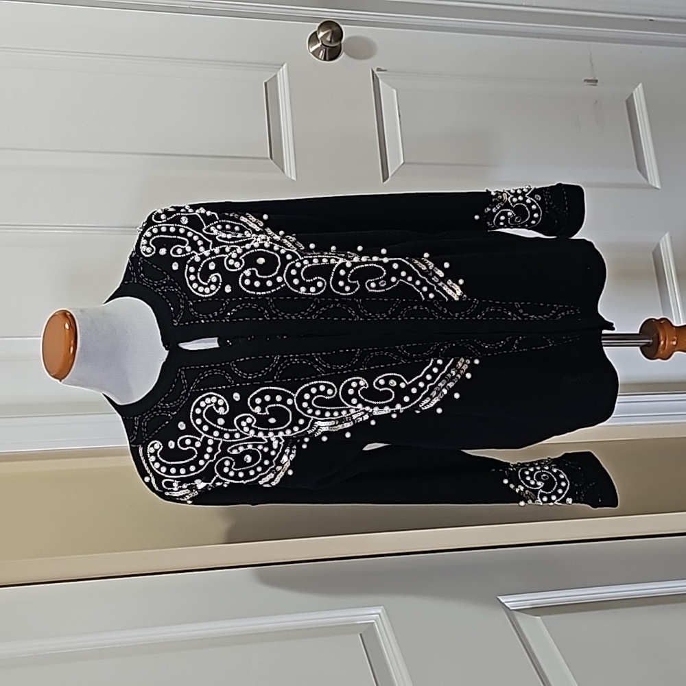 90's Vintage Regency Collection for Joyce Pearls Sequined Cardigan Sz Large NWT